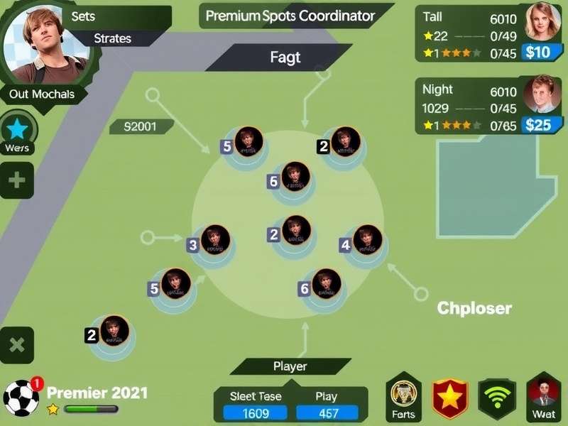 Premium Spot Coordinator strategy board showing player positions